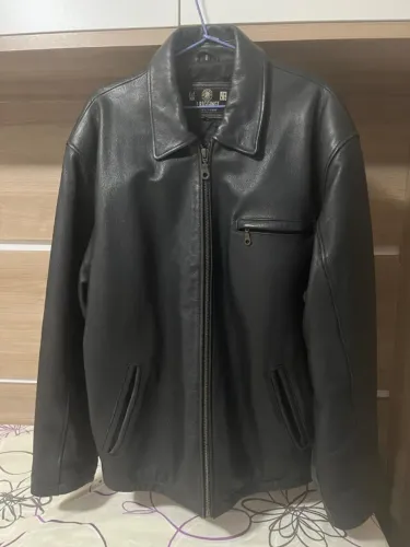 Jaqueta de Couro Masculina Vintage Preta J Riggins Sportswear