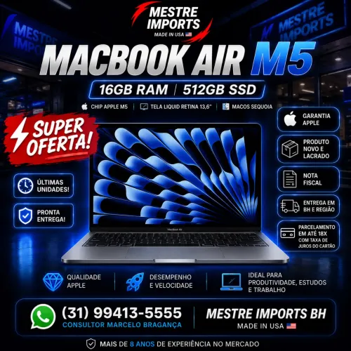 # MacBook Air M5 16GB 512GB SSD Novo Lacrado