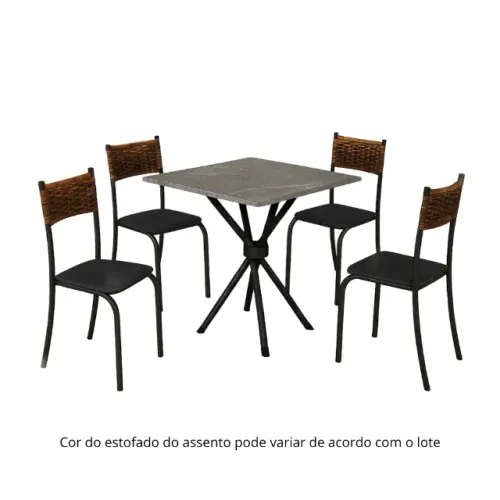 Conjunto Atlanta Mesa com 04 Cadeiras Ratam Tampo Granito