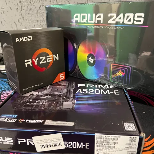 Kit gamer Ryzen 5 5500 placa mãe +water cooler 240