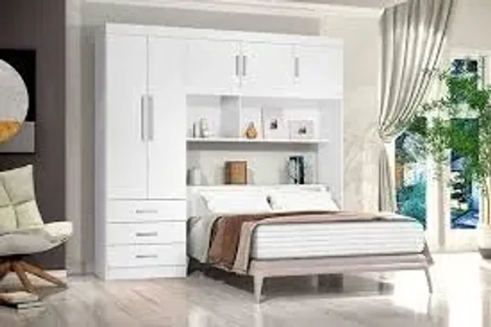 Guarda Roupa Cabeceira Casal Cancun 5Pts 3Gvs Branco J A Moveis - Entrega Rápida! 