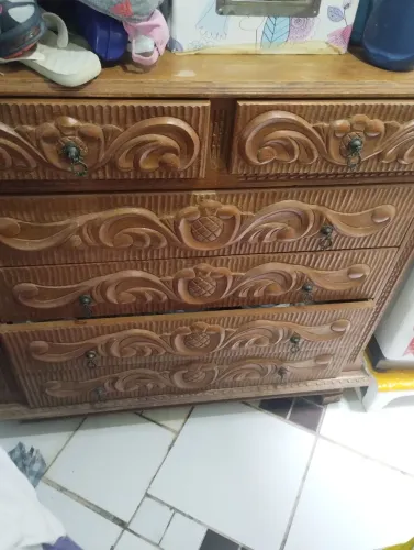 Cômoda madeira antiga gavetas funda grande