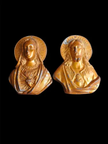 Par de Quadros Imaculado Coração de Maria e o Sagrado Coração de Jesus, Anos 50