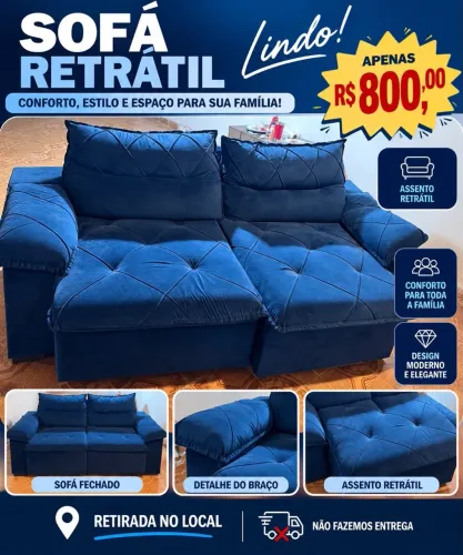 Sofá retrátil azul
