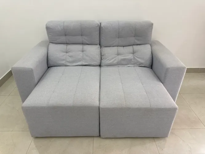 Sofá Retrátil Cinza Jacaúna Móveis 2 Lugares
