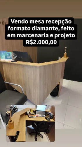 Mesa escritório em formato de diamante marcenaria