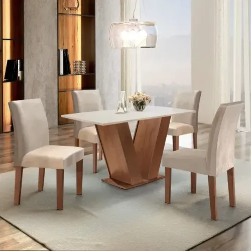 Mesa de Jantar Compacta 4 Lugares com Cadeiras Nova