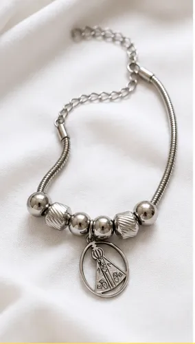 Pulseira Nossa Senhora Aparecida em Aço Inoxidável 316
