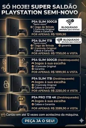 PS4 desbloqueado com garantia escolha seus jogos