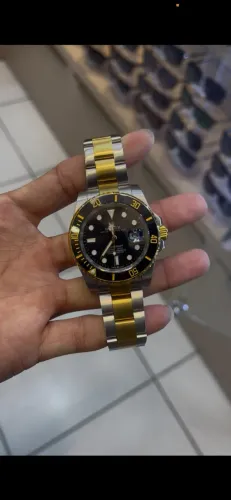 Relógio de Pulso Esportivo Aço e Dourado - Mostrador Preto