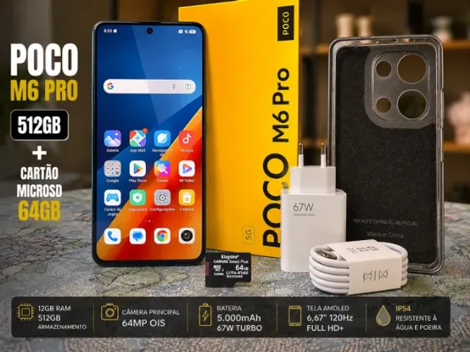 Xiaomi POCO M6 Pro (512GB) + Cartão de Memória MicroSD 64GB