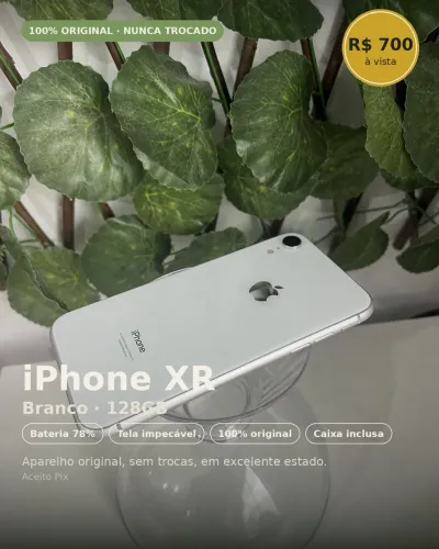 iPhone XR 128GB Branco - Bateria 78% - 100% Original