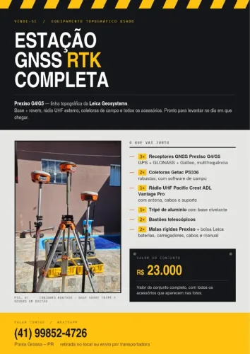 Conjunto GNSS RTK Leica Prexiso G4/G5 completo base, rover, coletoras