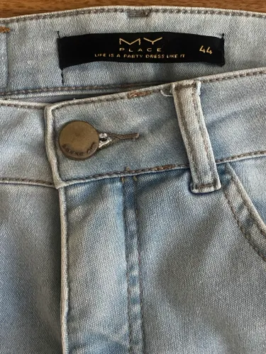 Calça jeans clara my place cintura média 