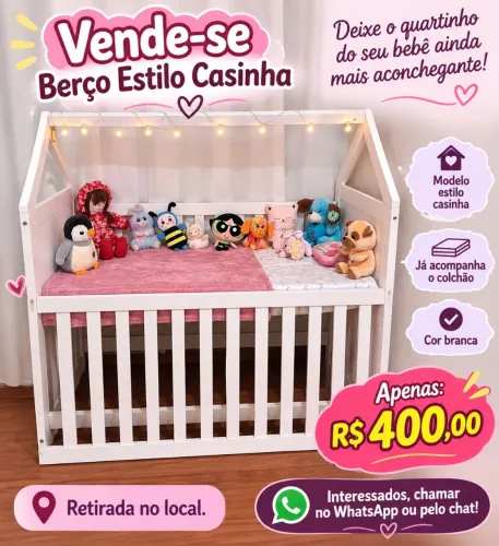 Berço estilo Casinha com colchão