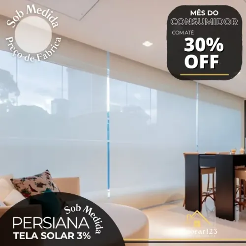 PERSIANA ROLO TELA SOLAR 3% e 1% - DIRETO DE FÁBRICA sob medida