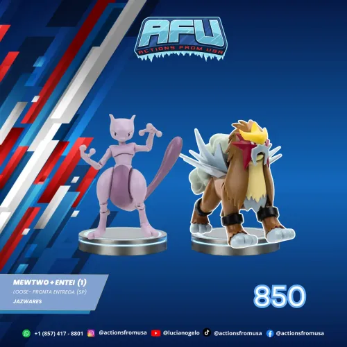 Jazwares Pokémon Select Entei + Mewtow 