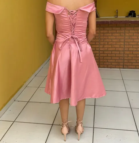 Vestido rosa para festa, tamanho P