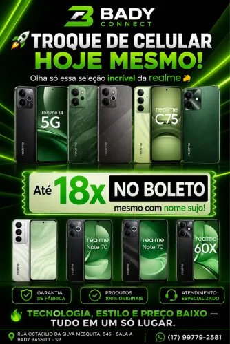 Celular até 18x no boleto,
