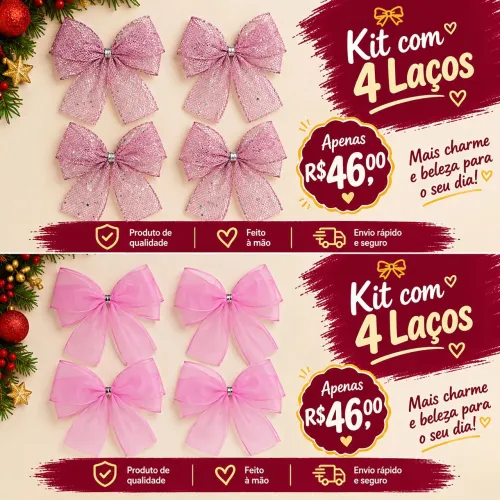 Laços artesanal para árvore de natal (18cm) chamar no chat para mais detalhes
