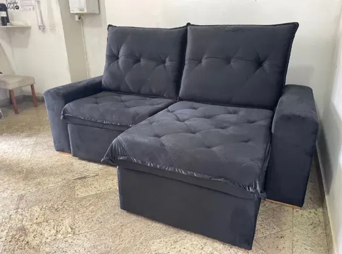 Sofá Retrátil Reclinável Monza 2,50 Preto