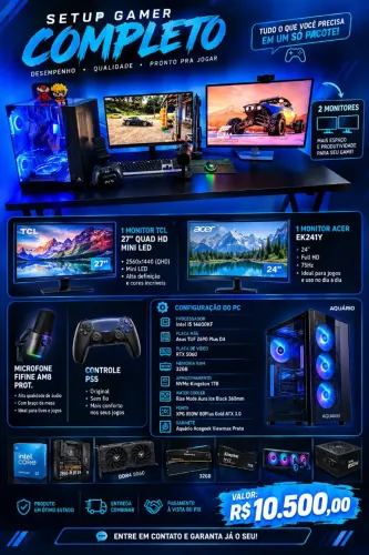 VENDO SETUP GAMER COMPLETO! Ideal para lives e multitarefas.