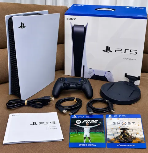 PS5 Fat Completo + Controle Preto + 3 Jogos