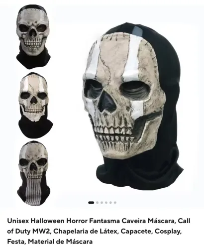 Caveira Máscara, Call of Duty MW2, Chapelaria de Látex, Capacete, Cosplay