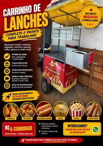 ? ? Carrinho de Lanches Completo - Pronto para Trabalhar! ?