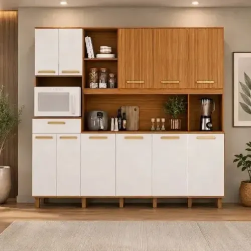Armário de cozinha compacto com 11 portas
