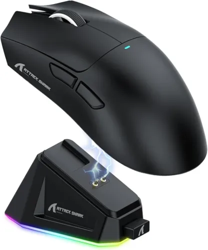 Mouse Gamer Sem fio Attack Shark X11 -Paw3311 -Rgb - Dock Carregamento - 22k DPI - Preto