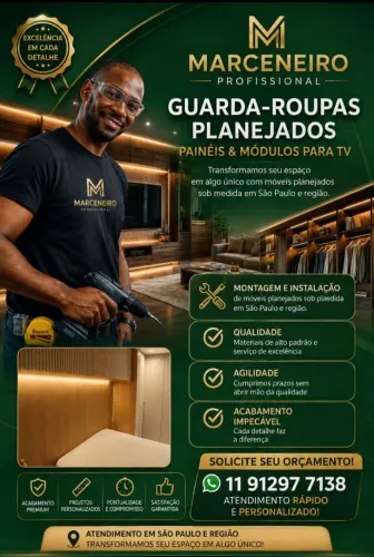 Marceneiro Profissional - Móveis Planejados, Montagem e Reparos