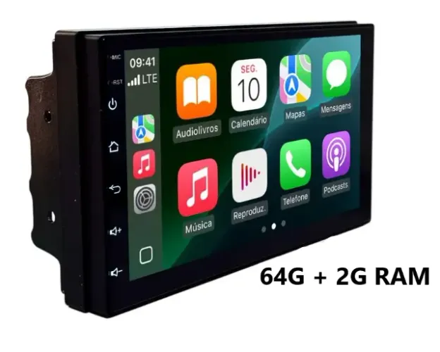 Central Multimídia Sistema Android Carplay GPS Wifi 2g RAM 2din 7'' Polegadas 