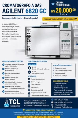 Cromatógrafo a Gás AGILENT 6820 GC - Revisado - Oferta Especial