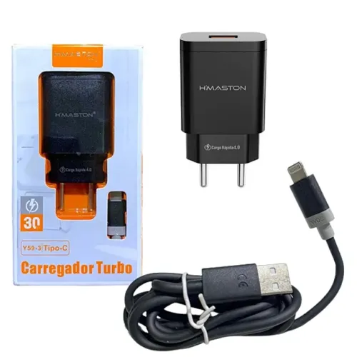 Kit Carregador Turbo USB 30w + Cabo iPhone Com 1 Metro - H'maston em São Luís ma