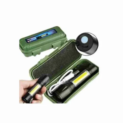 Mini Lanterna Tática Com Led E Zoom Recarregável Usb