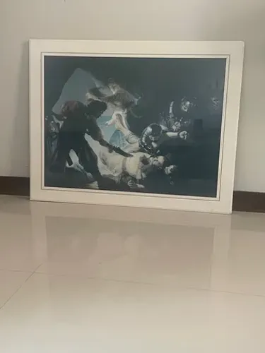 Quadro de madeira e vidro