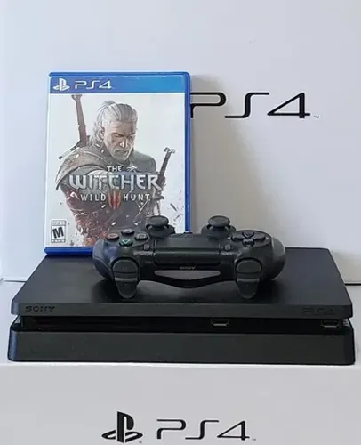 PS4 Slim 1TB c/ Garantia + Jogo THE WITCHER III.