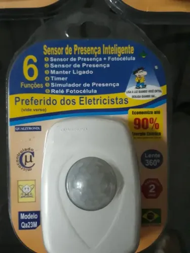 SENSOR DE PRESENÇA INTELIGENTE, 6 FUNÇÕES, NOVO, NO BLISTER LACRADO