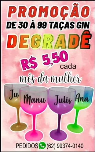 Taças Gin promoção dia da mulher