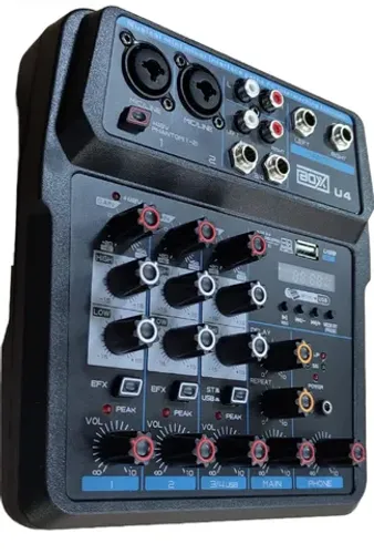 Mesa De Som 4 Canais Boxx U4 Interface Otg Para Gravações