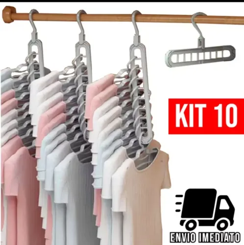 Cabide Mágico Kit com 10 Peças Organizador de Guarda Roupa