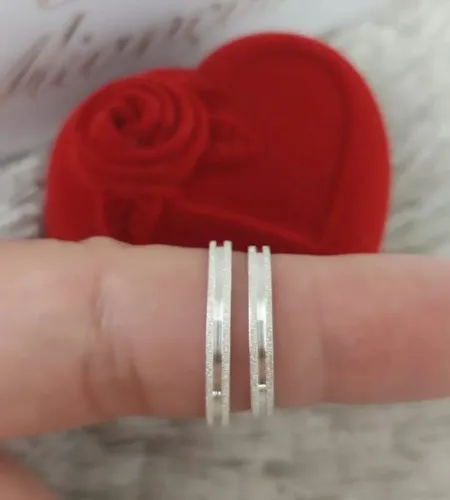 Par de Anéis de Prata - Anel de Casamento
