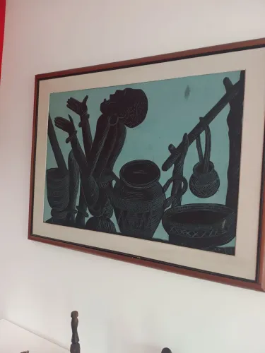 Quadro Africano em Madeira - Arte Negra
