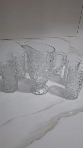 Jogo de Jarra e Copos de Cristal