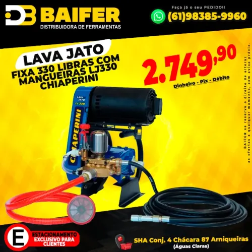 Lava de Alta Pressão Lava Jato Fixa 330 Libras Com Mangueiras Lj330 Chiaperini