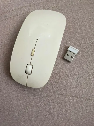 Mouse sem fio branco com receptor USB