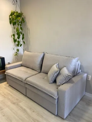 Sofá cama NOVO LINDO slim linho sem Caixa ótimo aproveitamento de assento