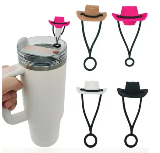 Kit 2 Capas Canudo Tampas Anti Poeira Proteção Tapa Canudo 1 Rosa e 1 Preto