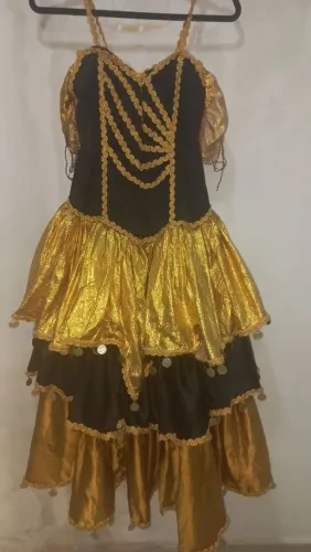 Vestido Cigano Dourado e Preto - Adulto
